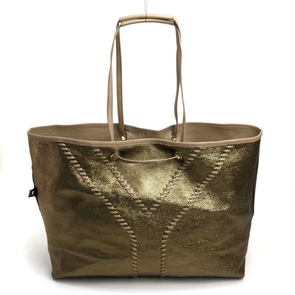 YVES SAINT LAURENT Reversible Beige Gold Shoulder Tote Bag - Picture 9 of 10